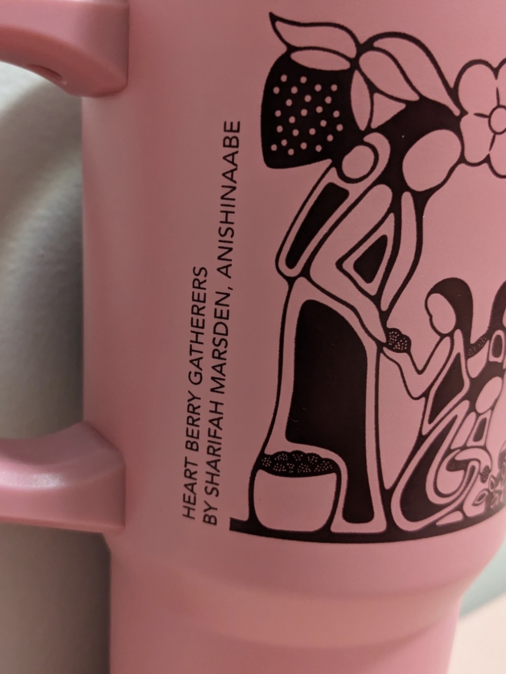 Pink Travel Mug with Indigenous Art - Picture 4 of 4